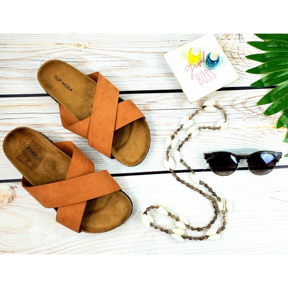 Top Moda crisscross sandals tan 6 1/2 NWT - Picture 8 of 8